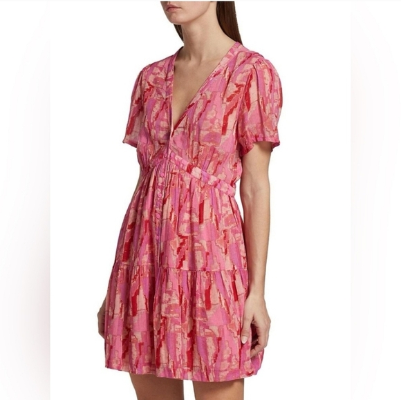 Ba&sh Women's Pink Talita Tiered‎ Mini Dress Size XL - Picture 2 of 10